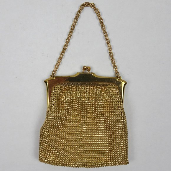 Whiting and Davis Handbags - Vintage Gold Mesh Evening Cocktail Purse Bag Chain